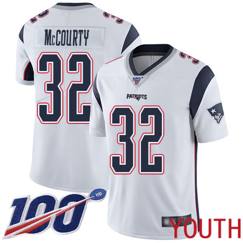 New England Patriots Football #32 100th Season Limited White Youth Devin McCourty Road NFL Jersey